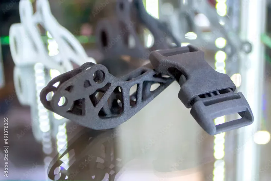 Visuel présentant une réalisation grise produite grâce à l'impression 3D que maitrise Creaform