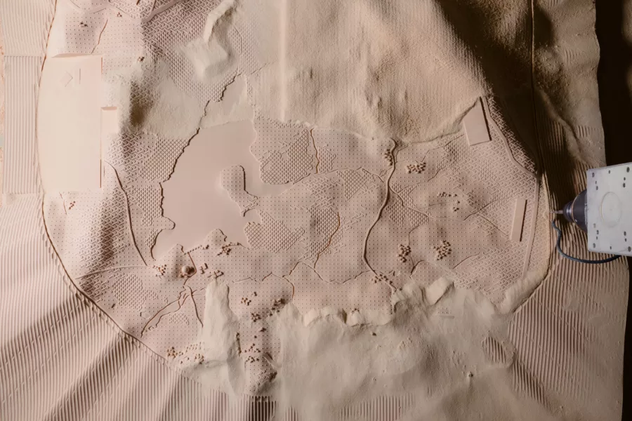 Visuel présentant une maquette terrain de Creaform vue du dessus