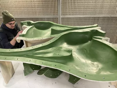 Visuel présentant un moule vert pour un moulage réalisé par Creaform