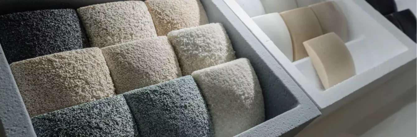 Visuel présentant des échantillons de matières et matériaux proposés par Creaform