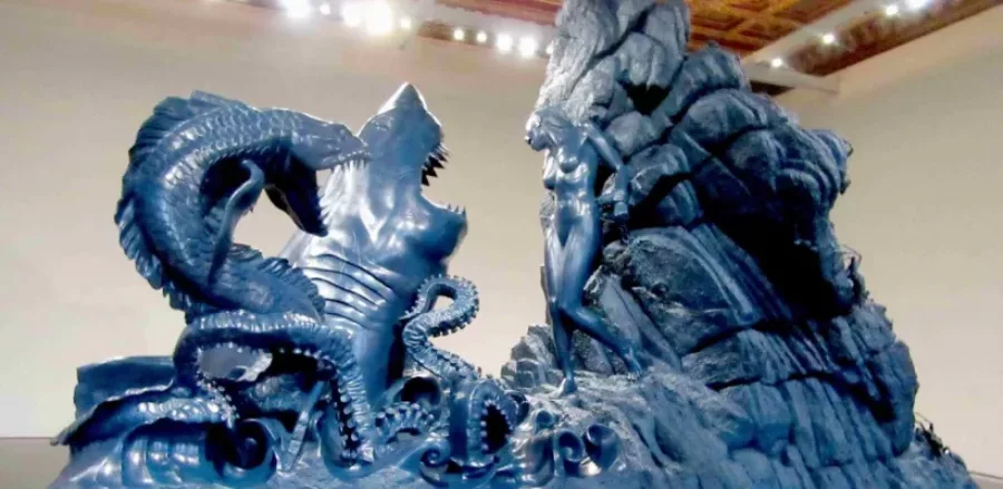 Visuel présentant une scène de sculptures bleues qui fait parti de l'actualité de Creaform