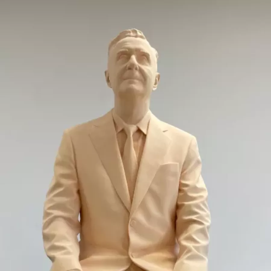 Visuel présentant une statue d'un homme réalisée grâce à la modélisation 3D une technique que maitrise Creaform