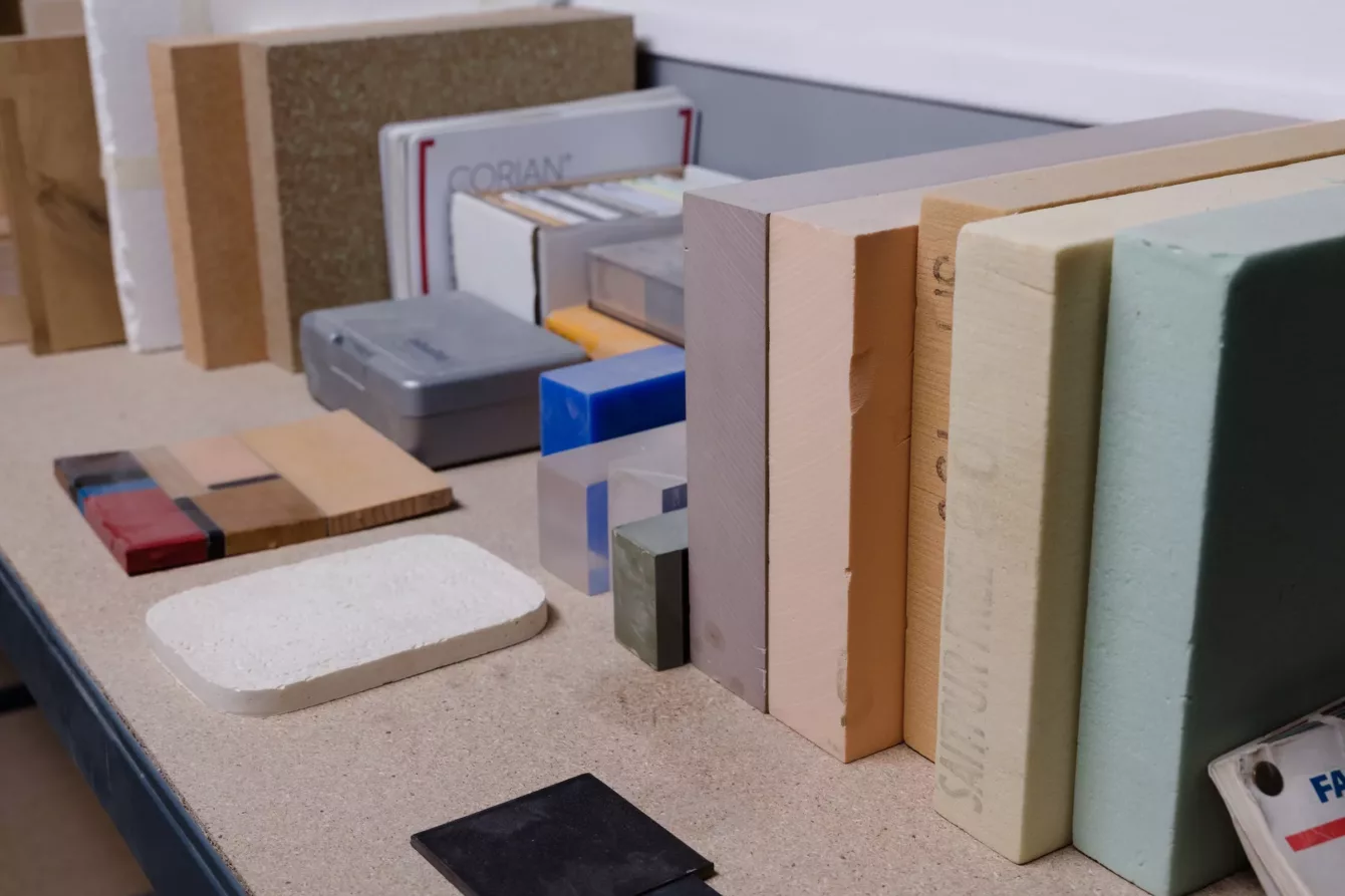 Visuel présentant des échantillons de matières qui appartiennent à Creaform